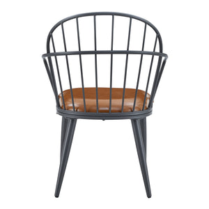 English Elm Christopher Knight Home® - Indoor Upholstered Dining Chair Set of 2 with Brown PU, Arched Back & Matte Black Metal Legs, 200lb capacity N768P227989B