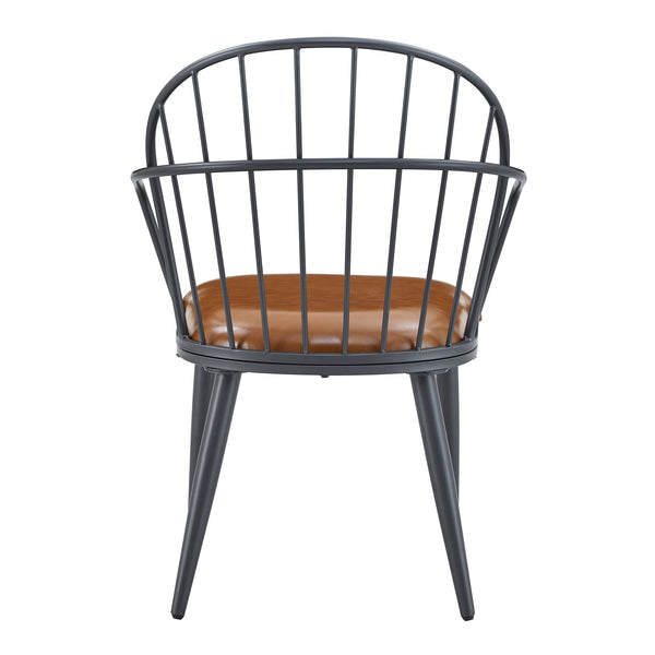 English Elm Christopher Knight Home® - Indoor Upholstered Dining Chair Set of 2 with Brown PU, Arched Back & Matte Black Metal Legs, 200lb capacity N768P227989B