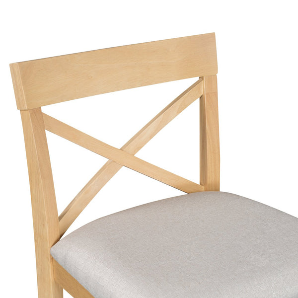 English Elm TOPMAX Farmhouse 48" Rectangular Wood Bar Height Dining Set with 2 Cushioned Stools, Space-Saving Design Natural+Beige N717P334716N