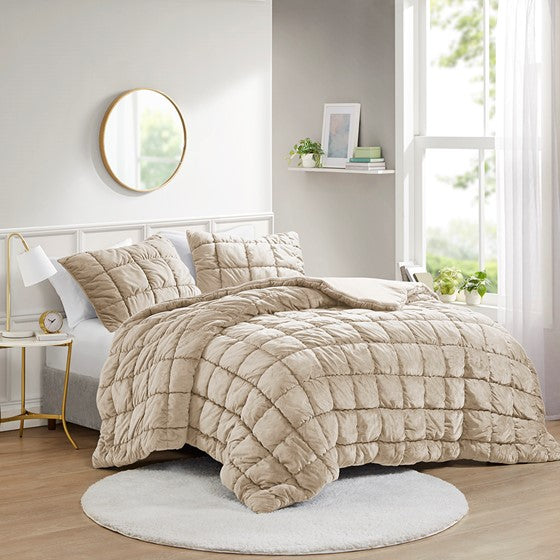 English Elm Twin Plush Velvet 2-Piece Comforter Set - Box Quilted, Down-Alternative Fill, Microfiber Reverse Sham, Cozy Twin Bedding B035P203234