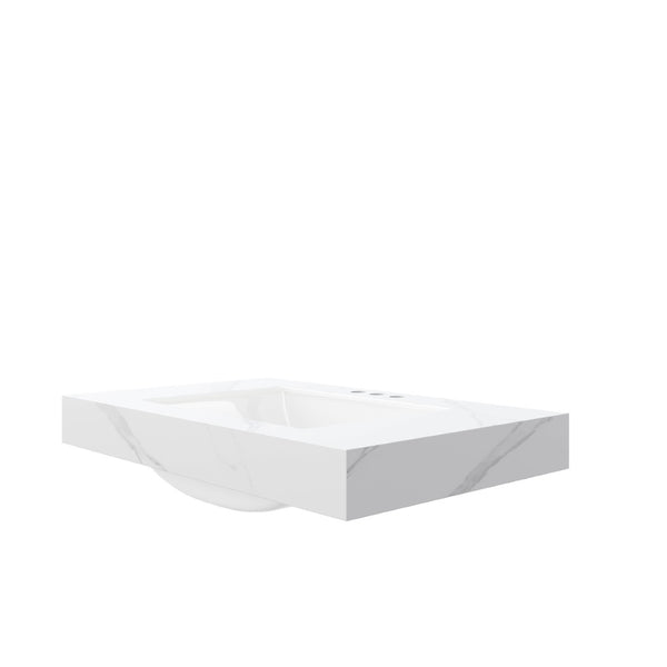 English Elm 36" Muri Sintered Stone Vanity Top Undermount Ceramic Basin Carrara Marble Look W2615P445750