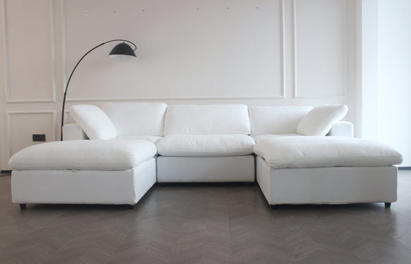 English Elm Large Modular Cloud Sofa Set - 5 Seats, Down-Filled Comfort, Customizable Layouts For Modern Spaces W2824S00021