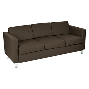 OSP Home Furnishings Pacific Faux Leather Contemporary Sofa with Chrome Legs for Modern Living Spaces Java PAC53-R102