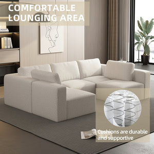 English Elm 104.32*70.86 Modular Sectional Sofa Sleeper - Customizable White Couch With Chaise & Ottoman Set W1829S00044