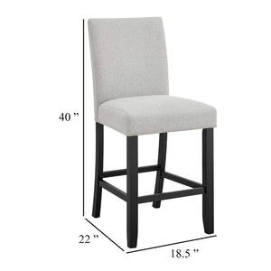 English Elm Riac Counter Height Dining Chair Set Black Wood Legs Upholstered Gray Fabric Seats B056P417073