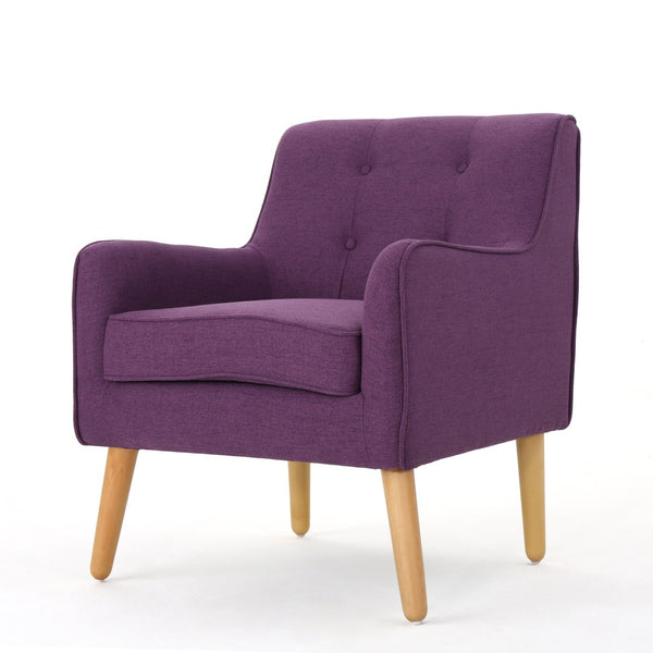 English Elm Arm Chair Tufted Mid-century Accent Seat with Rubberwood Legs for Living Room 60015.00PUR