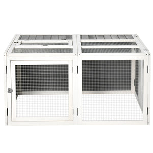 English Elm Pawhut Wooden Outdoor Rabbit Hutch With Foldable Top, Spacious Design For 1-4 Rabbits & Guinea Pigs W2225P217661-GIGA