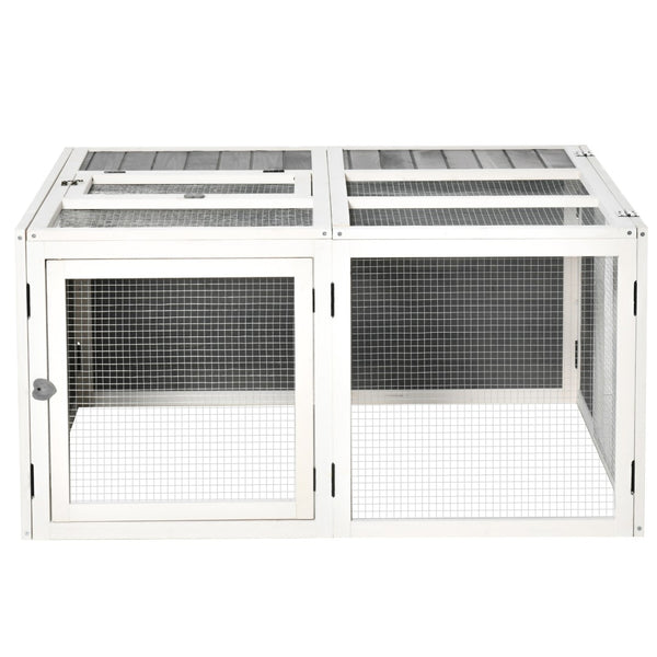 English Elm Pawhut Wooden Outdoor Rabbit Hutch With Foldable Top, Spacious Design For 1-4 Rabbits & Guinea Pigs W2225P217661-GIGA