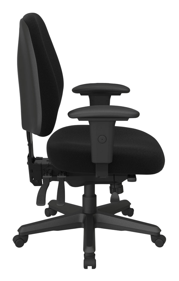 OSP Home Furnishings Ergonomics Chair Adjustable Lumbar Support Office Seat with Padded Cushion and Greenguard Certified Jet 43808-297