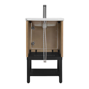 English Elm 20" Compact Bathroom Vanity with Ceramic Sink, Textured Aluminum Faucet, Storage Cabinet & Shelf Natural W688P224410