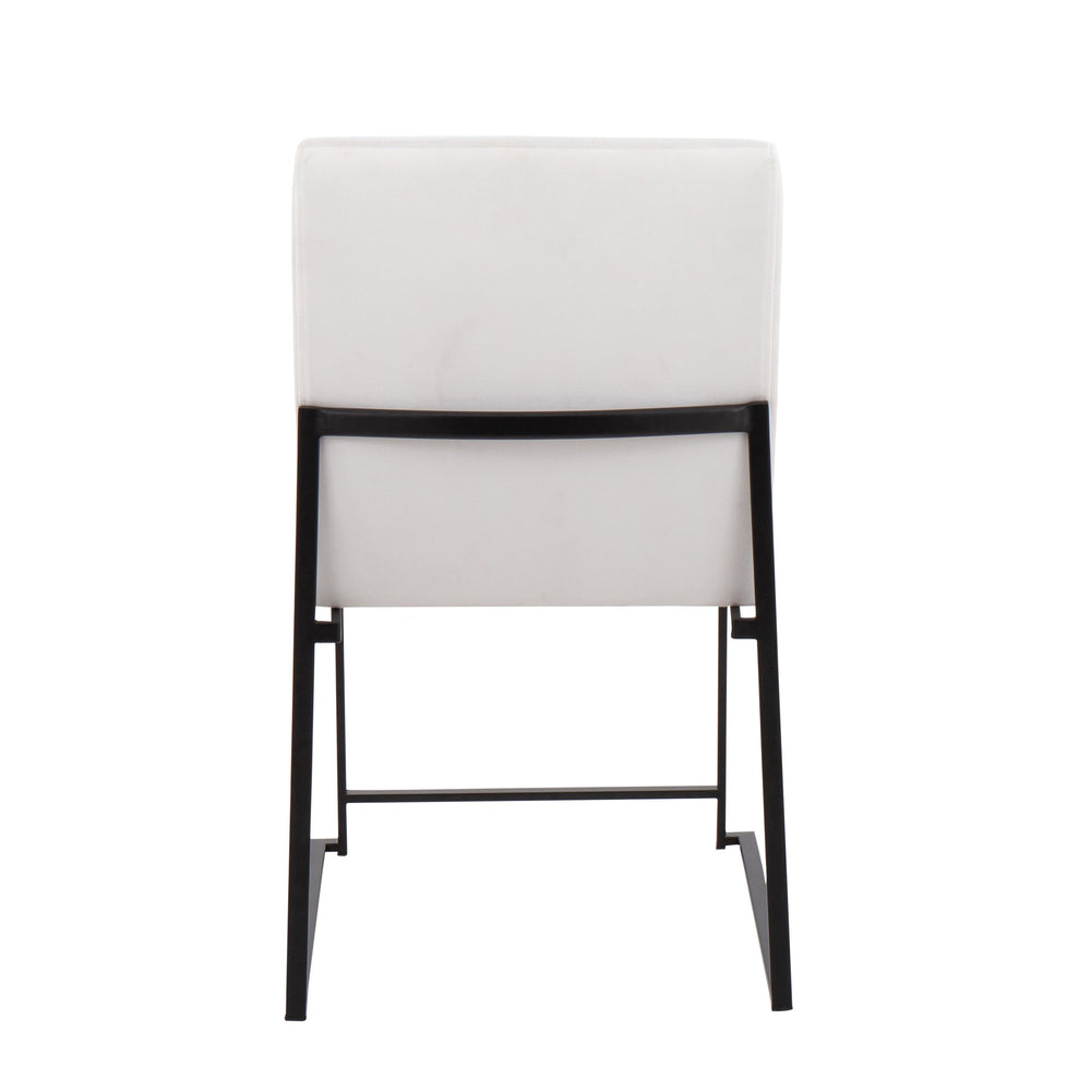 English Elm High Back Fuji Dining Chair Set - Modern Black Steel Frame & Luxurious White Velvet Comfort For Any Space B202P223554