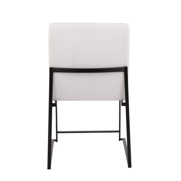 English Elm High Back Fuji Dining Chair Set - Modern Black Steel Frame & Luxurious White Velvet Comfort For Any Space B202P223554