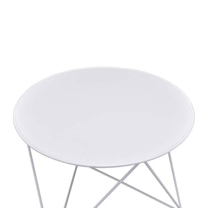 English Elm Metal Modern Geometric Round Accent Table with Irregular Metal Base for Contemporary Living Room Decor White B016P311275