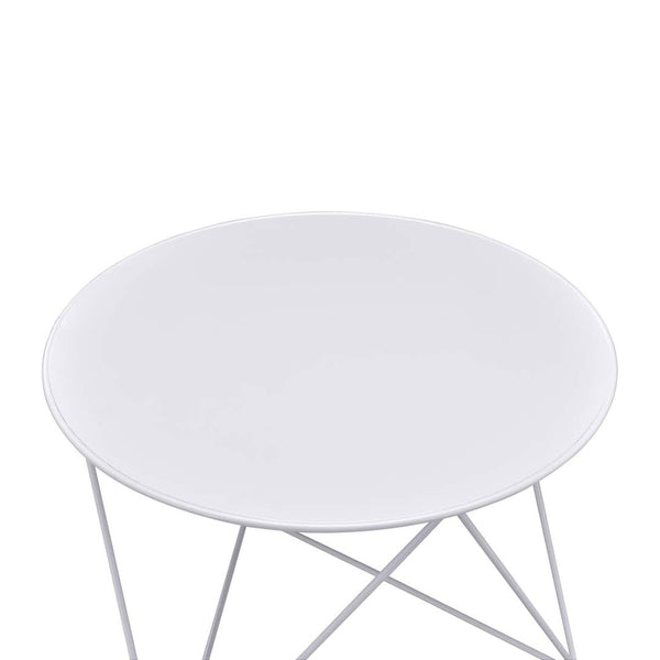 English Elm Metal Modern Geometric Round Accent Table with Irregular Metal Base for Contemporary Living Room Decor White B016P311275
