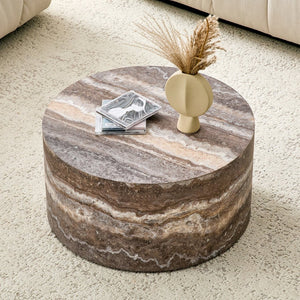 English Elm Cave Stone Patterned Mdf Round Coffee Table for Minimalist Industrial Living Rooms W1151P460954