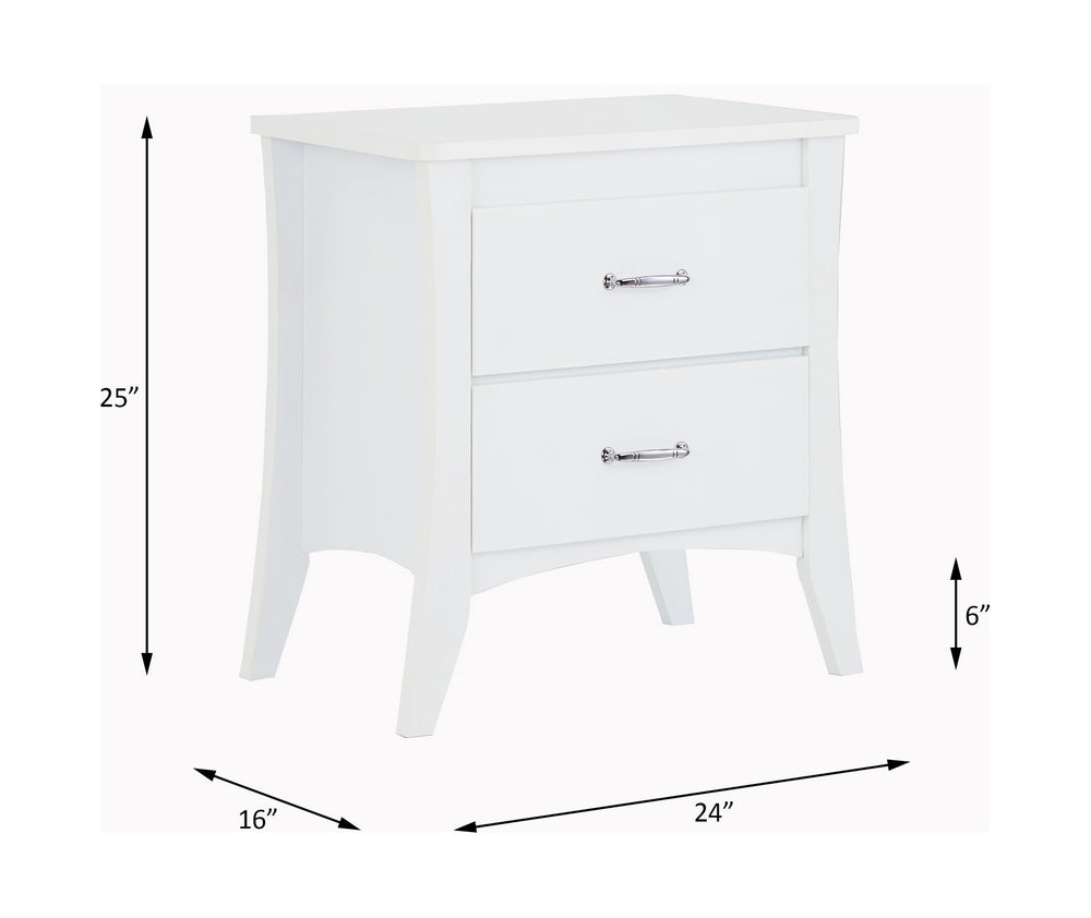 English Elm Babb White Finish Accent Table with 2 Drawers, Tapered Legs, Wooden Frame, Modern Nightstand B2726P288771