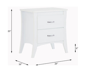 English Elm Babb White Finish Accent Table with 2 Drawers, Tapered Legs, Wooden Frame, Modern Nightstand B2726P288771