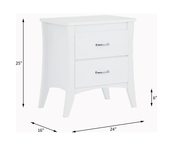 English Elm Babb White Finish Accent Table with 2 Drawers, Tapered Legs, Wooden Frame, Modern Nightstand B2726P288771
