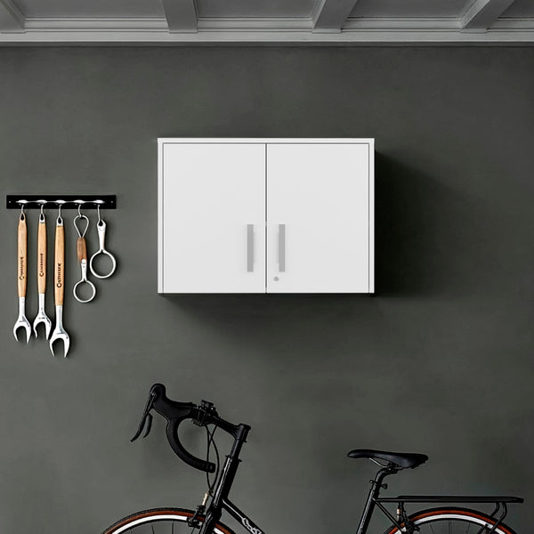 English Elm Danbury Wall Mounted Storage Cabinet White Melamine Two Compartments Utility Space B097P474287