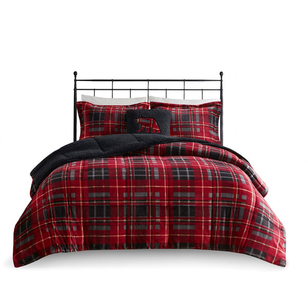 English Elm Full/Queen Alton Plush To Sherpa Down Alternative Comforter Set - Cozy, Reversible & Hypoallergenic B035100502