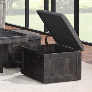 English Elm Montalbano Square Coffee Table with Four Nesting Wheeled Ottoman Storage Stools Gray B2749P413275