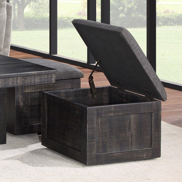 English Elm Montalbano Square Coffee Table with Four Nesting Wheeled Ottoman Storage Stools Gray B2749P413275