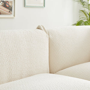 English Elm Oversized Sherpa Loveseat Sofa with Metal Legs and Solid Wood Frame, Plush 3-Seater with Pillows White W3817S00002
