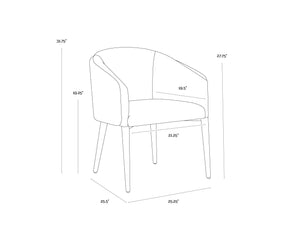 Sunpan Sheva Dining Armchair - Elegant Barrel Back Design In Ernst Sandstone & Meg Ash For Ultimate Comfort Taupe Fabric 111223