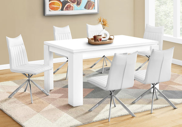 English Elm Dining 60" Rectangular White Laminate Dining Table for 6 — Thick Panel MDF, Block Legs, Modern Chic B2710P286985