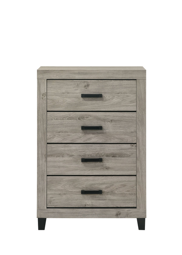 English Elm Mari Modern Wood Dresser with 6 Dovetail Drawers, Smooth Metal Glides, 3/4 Extension, Safety Stop Light Gray 48.3 L x 34.3 W x 19.3 H B2726P292252