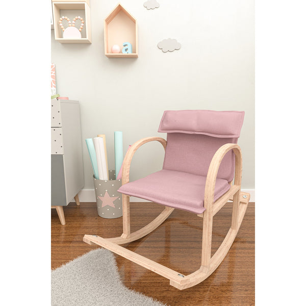English Elm Modern Children's Rocking Chair with Sturdy Wooden Frame, Upholstered High Back, Washable Fabric, Safe Soothing Motion for Nursery and Playroom (Ages 0-8) Pink B029P330030