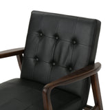 Christopher Knight Home® - Noble House - Marcola Mid Century Modern Faux Leather Club Chair with Wood Frame