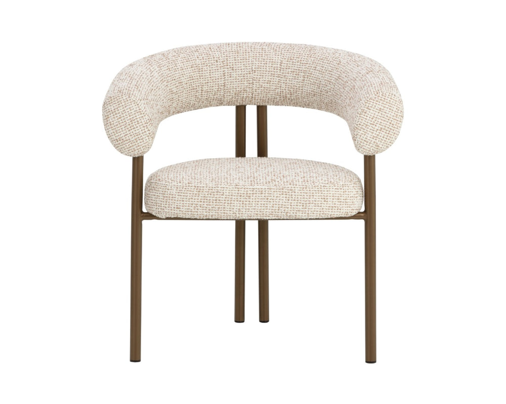 Sunpan ONIVA Dining Armchair - Elegant Noah Ecru Upholstery with Sturdy Black Iron Legs for Comfort & Style 112556