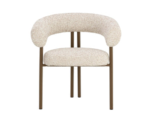 Sunpan ONIVA Dining Armchair - Elegant Noah Ecru Upholstery with Sturdy Black Iron Legs for Comfort & Style 112556