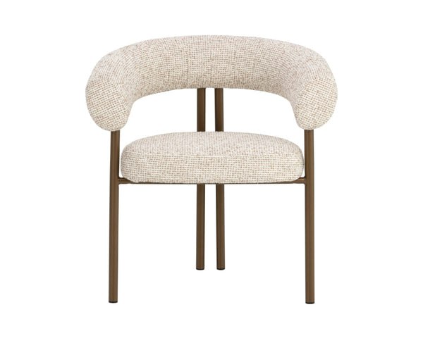 Sunpan ONIVA Dining Armchair - Elegant Noah Ecru Upholstery with Sturdy Black Iron Legs for Comfort & Style 112556