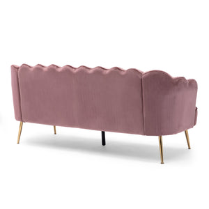 English Elm Christopher Knight Home® - 3 Seater Sofa - Modern Glam Blush Velvet Design With Gold Legs, Channel-Stitched For Ultimate Comfort 70395.00ABLSH_70395.00BBLSH