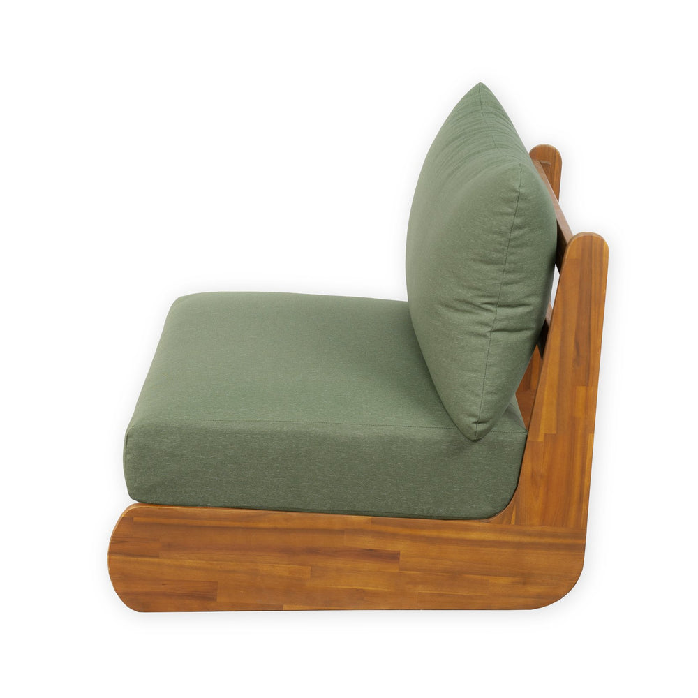 English Elm Christopher Knight Home® - Lazy Acacia Patio Club chair with 8" Water-Repellent Cushion, Durable Acacia Wood, 400 lb Capacity Green,Teak N773P286703G