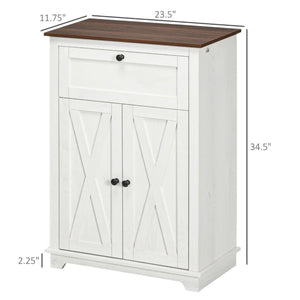English Elm Foyer Beadboard Floor Cabinet with Drawers White Farmhouse Storage for Entryway Bath T3971P465587
