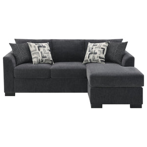 English Elm Pacheco Charcoal Fabric Sleeper Sectional with Chaise Pocket Coil Cushions Modern Living B062P451783