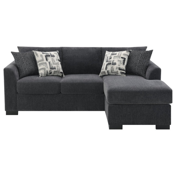 English Elm Pacheco Charcoal Fabric Sleeper Sectional with Chaise Pocket Coil Cushions Modern Living B062P451783