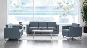 OSP Home Furnishings Pacific Club Armchair in Faux Leather with Chrome Legs for Modern Living Spaces Blue PAC51-R105