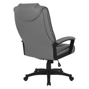 OSP Home Furnishings High Back Bonded Leather Office Chair with Lumbar Support and Ergonomic Padded Seat Charcoal EC5162-EC42