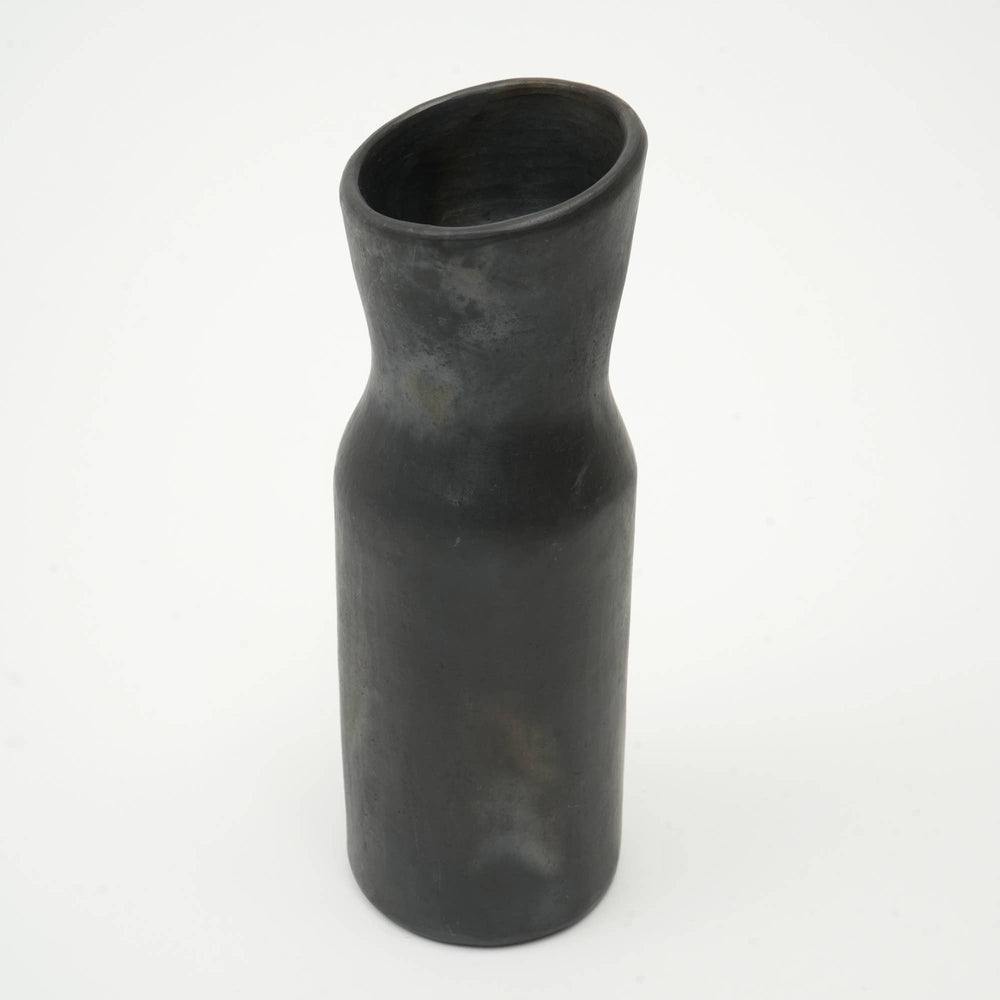 English Elm Longpi Pottery Black Vase - Handcrafted 12" Art Piece With Cultural Heritage & Timeless Elegance B346P369758