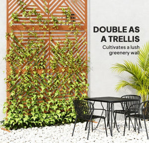 English Elm Metal Powder Coated Steel Trellis Screen Three Panel Rhombus Patio Garden Divider T3971P421200