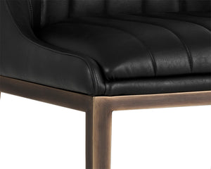 Sunpan Halden Dining Chair Set of 2 – Urban Style with Bold Stitching and Rustic Bronze Steel Frame Vintage Black