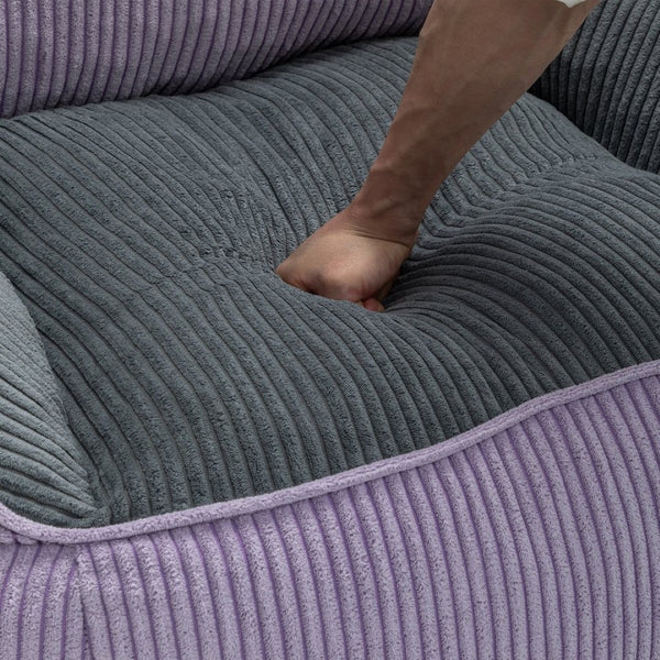 English Elm Giant Corduroy Bean Bag Sofa with Armrests Foam Filled Cozy Adult Lounge Chair Gray,Purple W2200P442803
