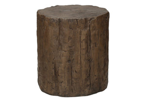 English Elm Accent Tree Stump Round Side Table Walnut Finish Organic Sculptural Indoor Outdoor Use B2710P461668