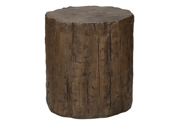 English Elm Accent Tree Stump Round Side Table Walnut Finish Organic Sculptural Indoor Outdoor Use B2710P461668