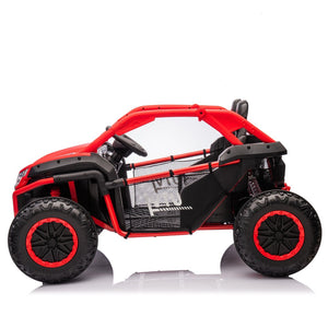 English Elm 24v Two Seater Kids Utv with Parental Remote Dual Motors Four Wheel Suspension Led Red W1578P198433