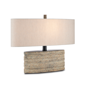 Innkeeper Rustic Oval Table Lamp - Elegant Terracotta Design with Vanilla Linen Shade for Home Decor